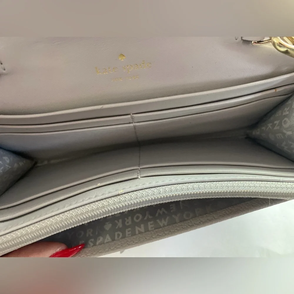 Kate Spade Gray Shoulder Bag with Gold Chain - Picture 3 of 11